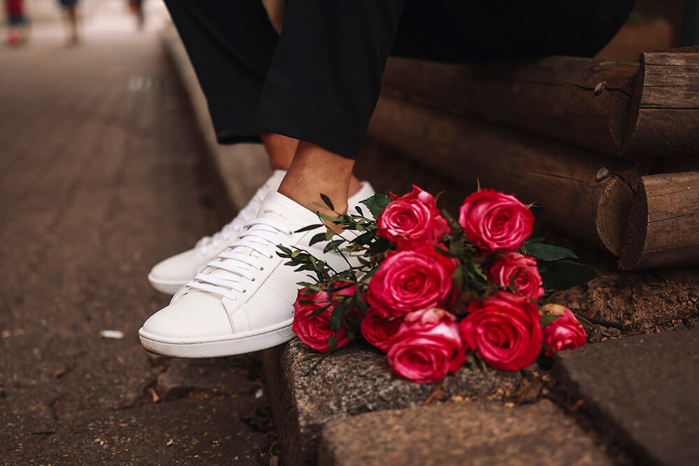 baskets blanches Saint Laurent en cuir