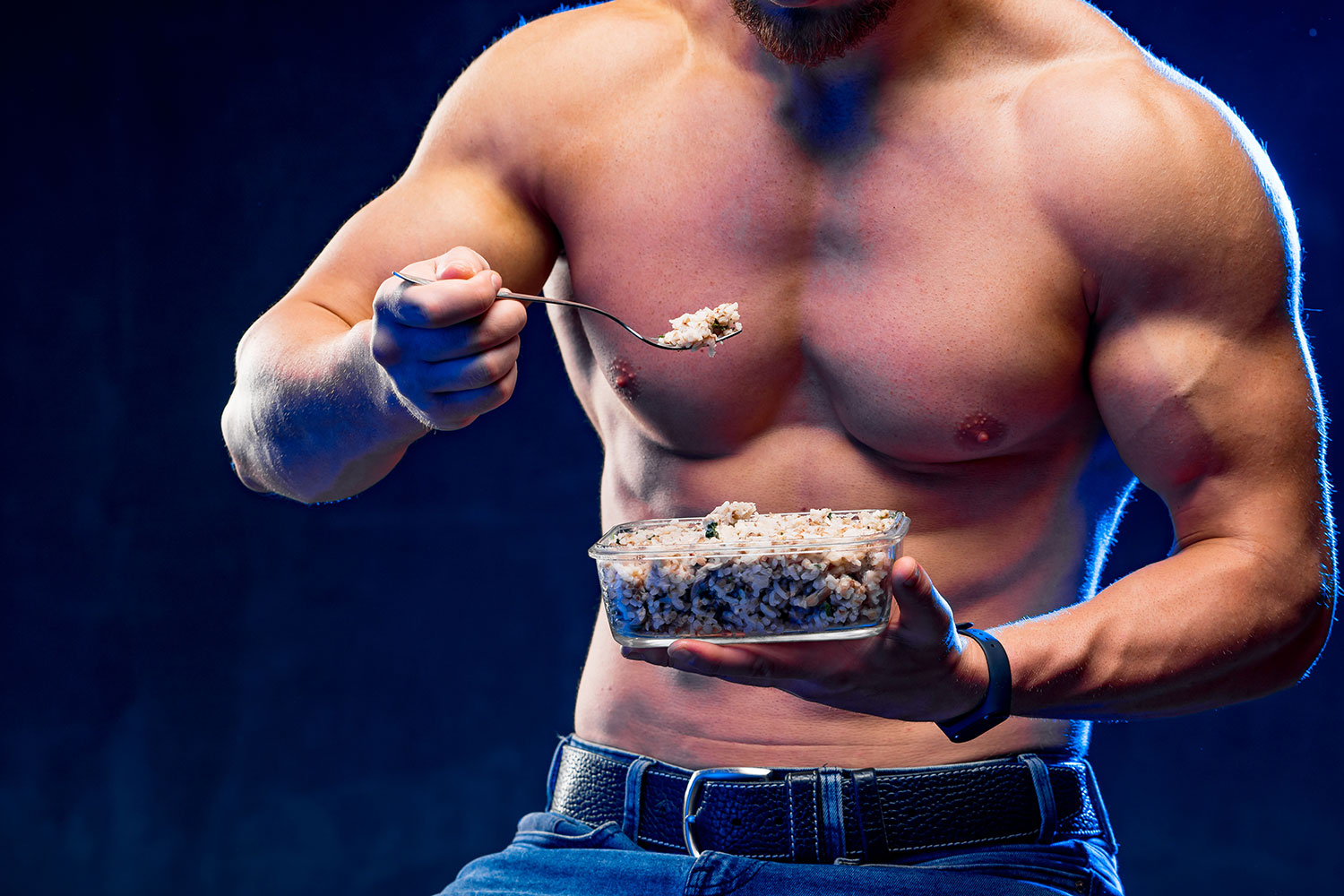 Man eating Low-Carb food