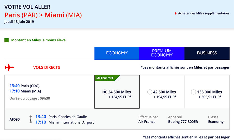 mment acheter un billet avec miles air france